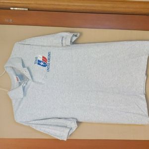 Texas United Airlines Rare Embroidered Vintage Polo Anvil Shirt Size Medium